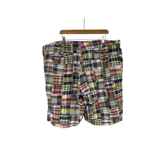 Old Navy Mens Patchwork Plaid Long Shorts Sz 44 Blue Vacation Y2K Preppy Cotton - Picture 2 of 7